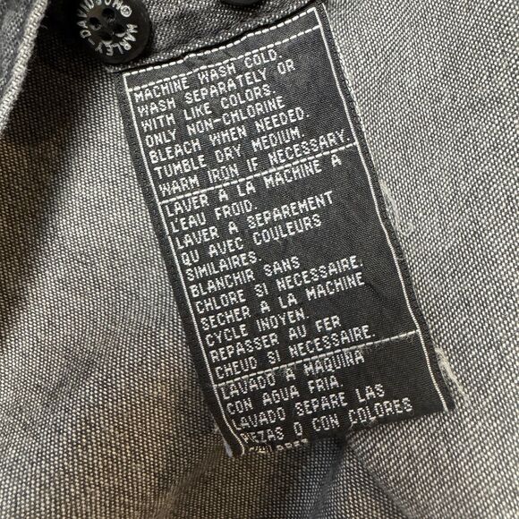 Harley Davidson Shirt Womens M Gray Denim Embroidered Button Up Motorcycle Biker - Picture 6 of 9